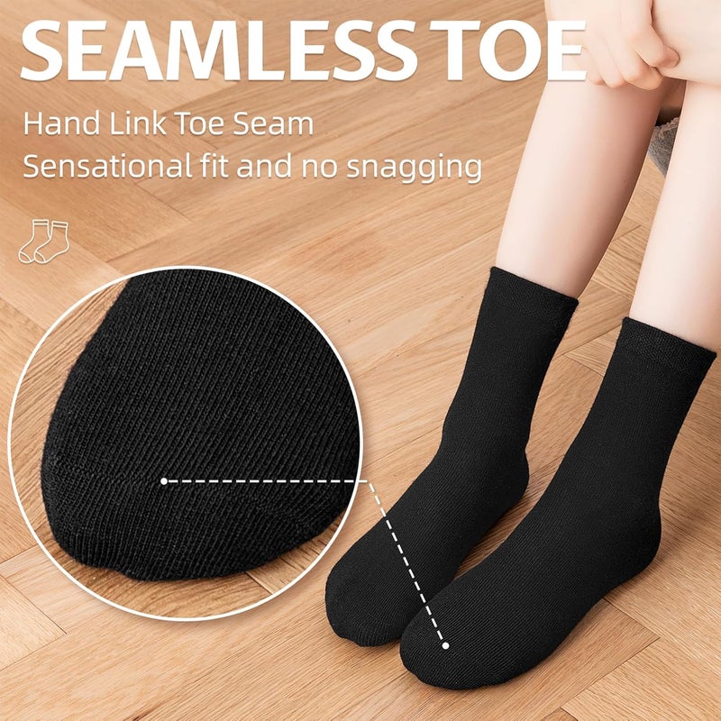Lainlight Store 6 Pack Kids Socks Girls Socks for School Uniform Soft Cotton Seamless Toe Athletic Crew Socks - Image 4